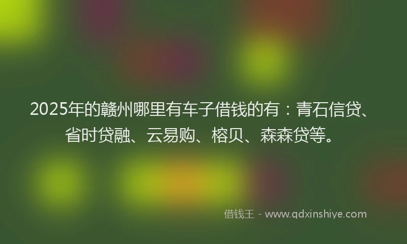 2025年的赣州哪里有车子借钱的有：青石信贷、省时贷融、云易购、榕贝、森森贷等。