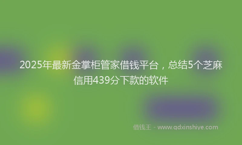 2025年最新金掌柜管家借钱平台，总结5个芝麻信用439分下款的软件