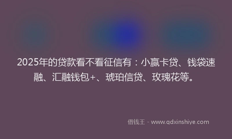 2025年的贷款看不看征信有：小赢卡贷、钱袋速融、汇融钱包+、琥珀信贷、玫瑰花等。
