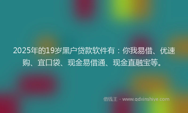 2025年的19岁黑户贷款软件有：你我易借、优速购、宜口袋、现金易借通、现金直融宝等。