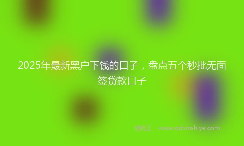 2025年最新黑户下钱的口子，盘点五个秒批无面签贷款口子