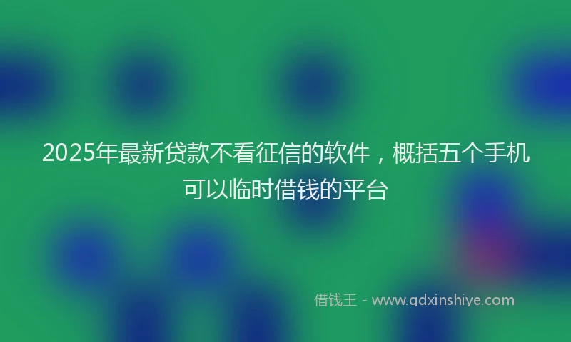2025年最新贷款不看征信的软件，概括五个手机可以临时借钱的平台