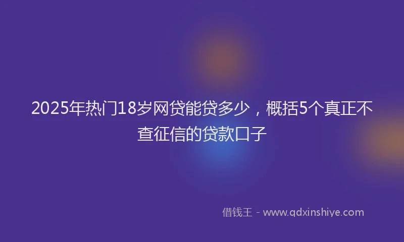 2025年热门18岁网贷能贷多少，概括5个真正不查征信的贷款口子