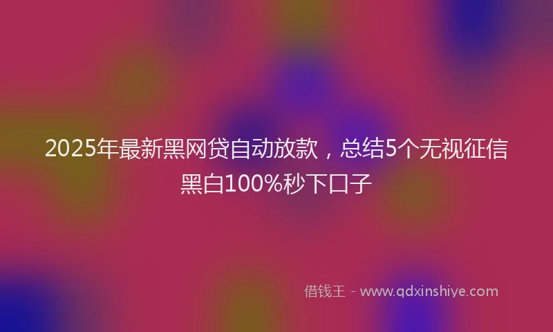 2025年最新黑网贷自动放款，总结5个无视征信黑白100%秒下口子
