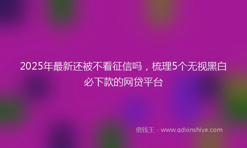 2025年最新还被不看征信吗，梳理5个无视黑白必下款的网贷平台
