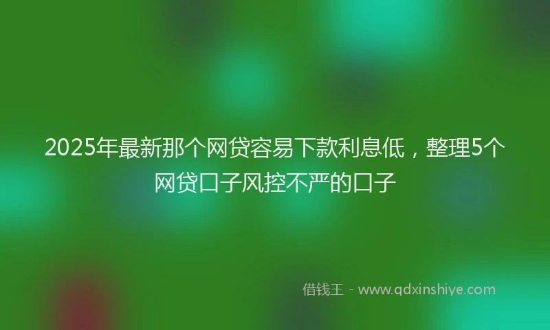 2025年最新那个网贷容易下款利息低，整理5个网贷口子风控不严的口子