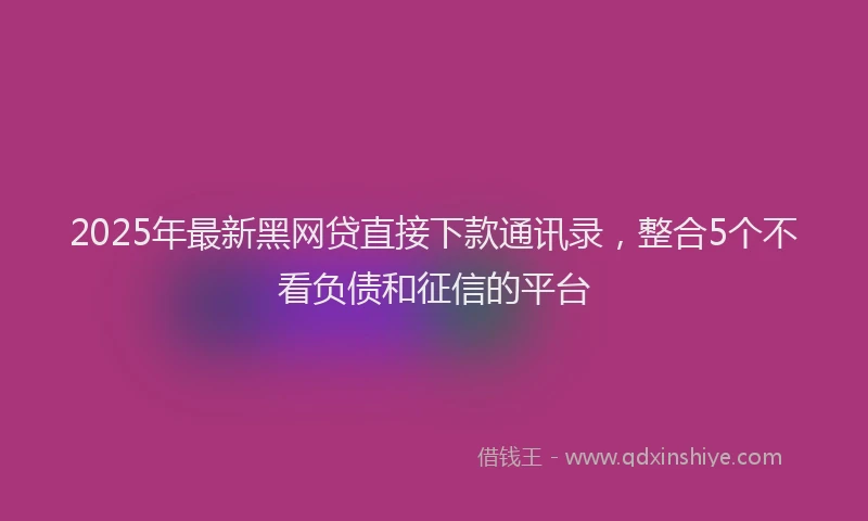 2025年最新黑网贷直接下款通讯录，整合5个不看负债和征信的平台