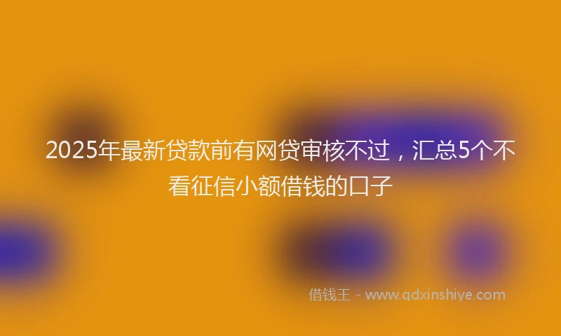 2025年最新贷款前有网贷审核不过，汇总5个不看征信小额借钱的口子