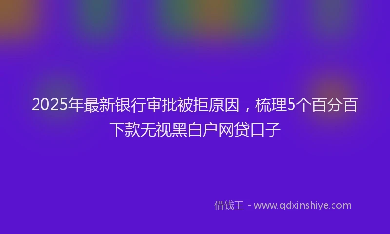 2025年最新银行审批被拒原因，梳理5个百分百下款无视黑白户网贷口子