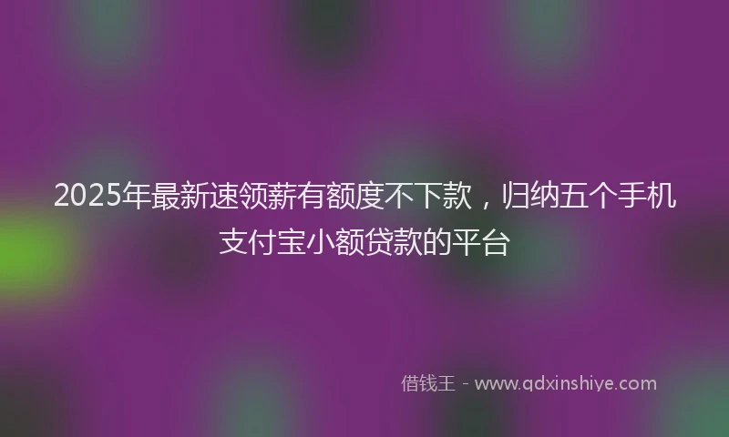 2025年最新速领薪有额度不下款，归纳五个手机支付宝小额贷款的平台