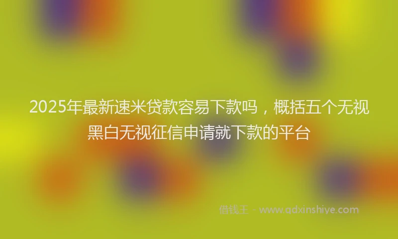2025年最新速米贷款容易下款吗，概括五个无视黑白无视征信申请就下款的平台
