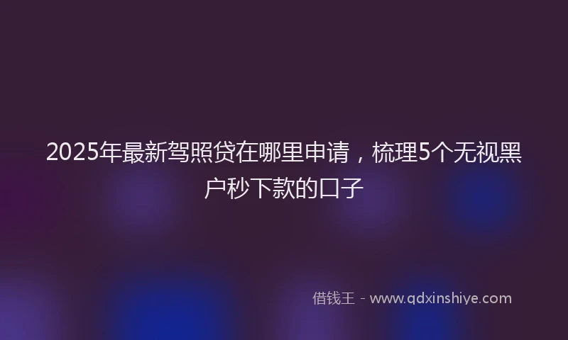 2025年最新驾照贷在哪里申请，梳理5个无视黑户秒下款的口子