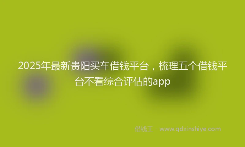 2025年最新贵阳买车借钱平台，梳理五个借钱平台不看综合评估的app