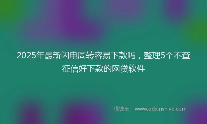 2025年最新闪电周转容易下款吗，整理5个不查征信好下款的网贷软件