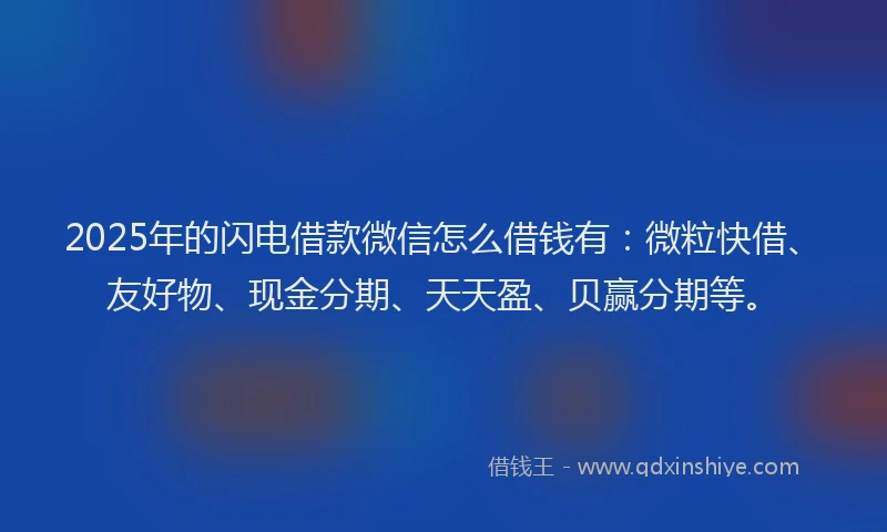 2025年的闪电借款微信怎么借钱有：微粒快借、友好物、现金分期、天天盈、贝赢分期等。