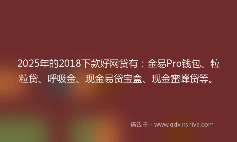 2025年的2018下款好网贷有：金易Pro钱包、粒粒贷、呼吸金、现金易贷宝盒、现金蜜蜂贷等。