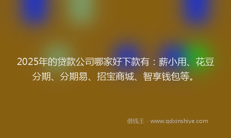 2025年的贷款公司哪家好下款有：薪小用、花豆分期、分期易、招宝商城、智享钱包等。