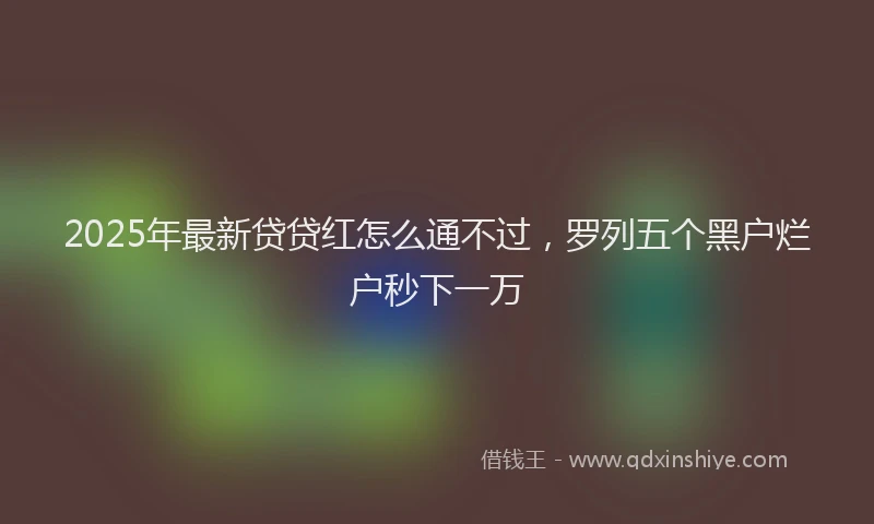 2025年最新贷贷红怎么通不过，罗列五个黑户烂户秒下一万
