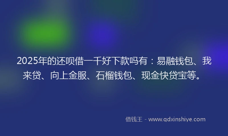 2025年的还呗借一千好下款吗有：易融钱包、我来贷、向上金服、石榴钱包、现金快贷宝等。