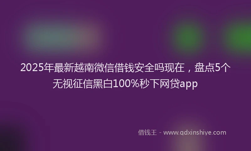 2025年最新越南微信借钱安全吗现在，盘点5个无视征信黑白100%秒下网贷app