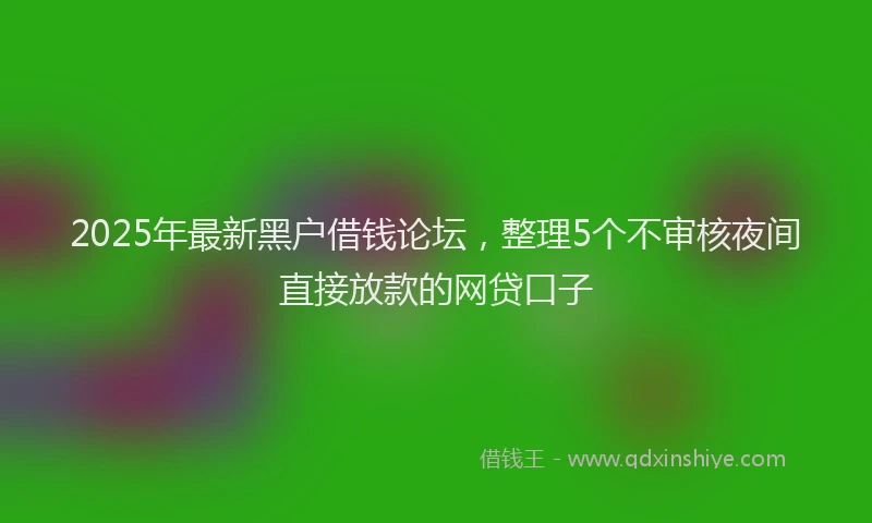 2025年最新黑户借钱论坛，整理5个不审核夜间直接放款的网贷口子
