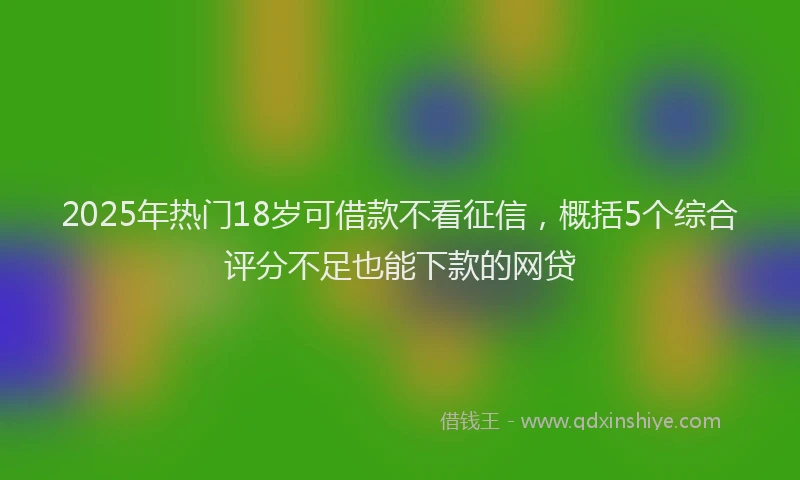 2025年热门18岁可借款不看征信，概括5个综合评分不足也能下款的网贷