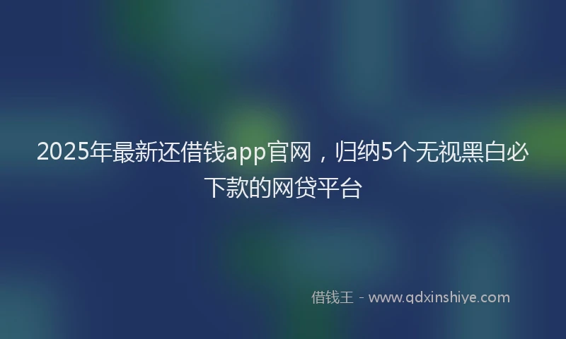 2025年最新还借钱app官网，归纳5个无视黑白必下款的网贷平台