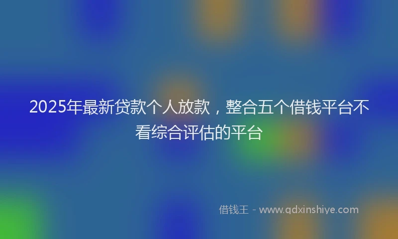 2025年最新贷款个人放款，整合五个借钱平台不看综合评估的平台