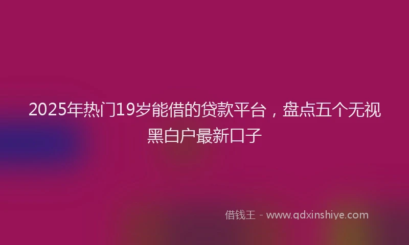 2025年热门19岁能借的贷款平台，盘点五个无视黑白户最新口子