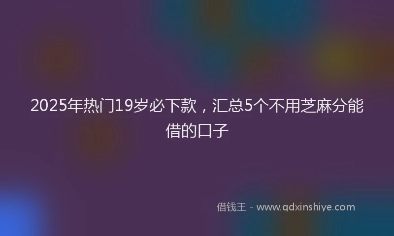 2025年热门19岁必下款，汇总5个不用芝麻分能借的口子