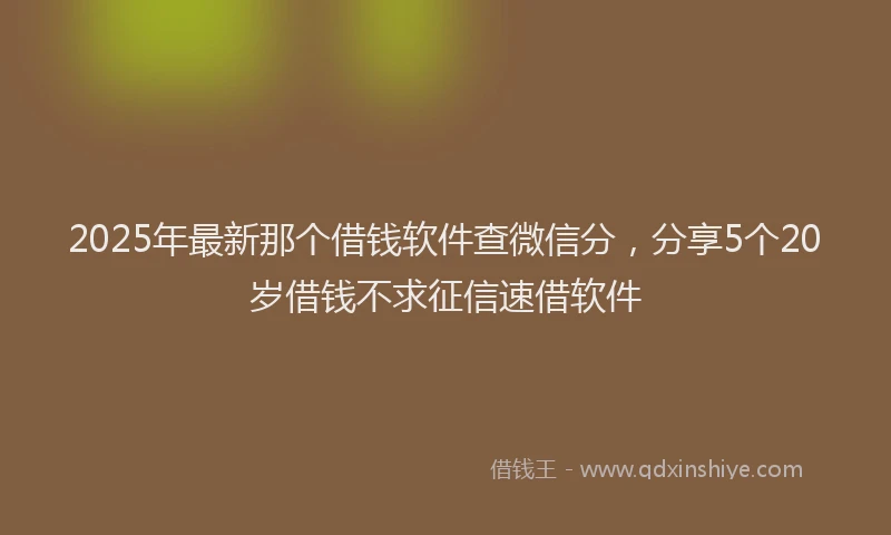2025年最新那个借钱软件查微信分，分享5个20岁借钱不求征信速借软件