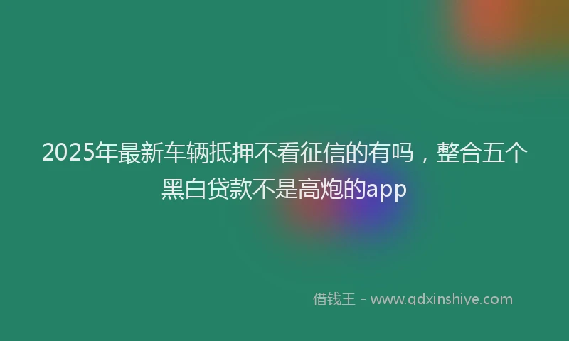 2025年最新车辆抵押不看征信的有吗，整合五个黑白贷款不是高炮的app