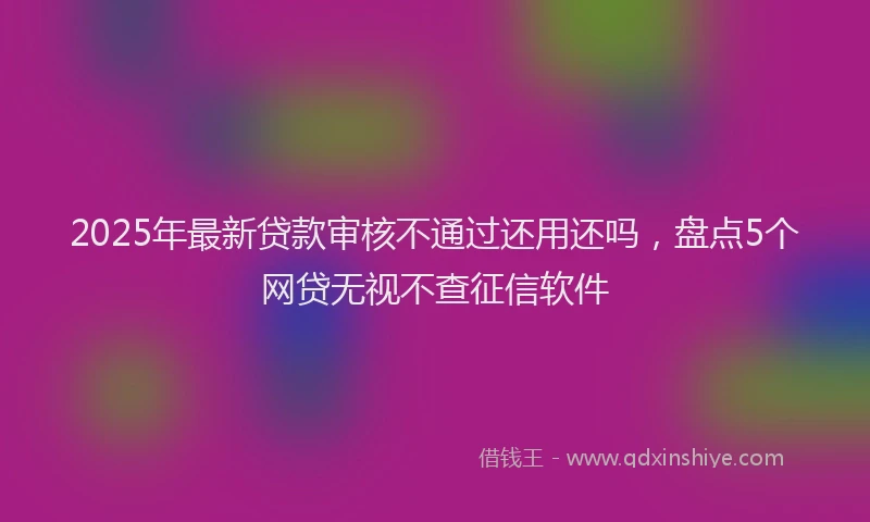 2025年最新贷款审核不通过还用还吗，盘点5个网贷无视不查征信软件