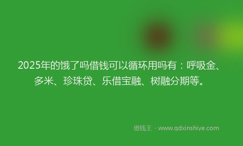 2025年的饿了吗借钱可以循环用吗有：呼吸金、多米、珍珠贷、乐借宝融、树融分期等。