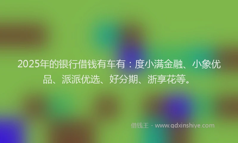 2025年的银行借钱有车有：度小满金融、小象优品、派派优选、好分期、浙享花等。