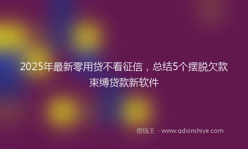 2025年最新零用贷不看征信，总结5个摆脱欠款束缚贷款新软件