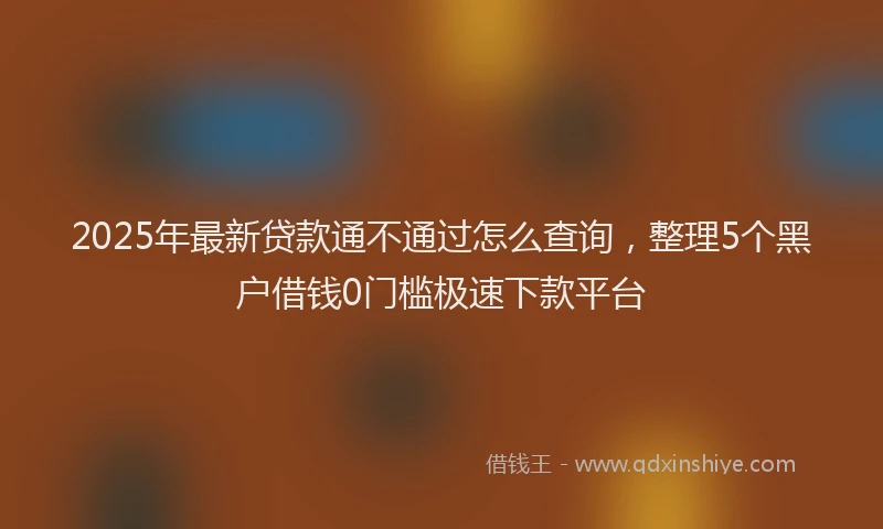 2025年最新贷款通不通过怎么查询，整理5个黑户借钱0门槛极速下款平台