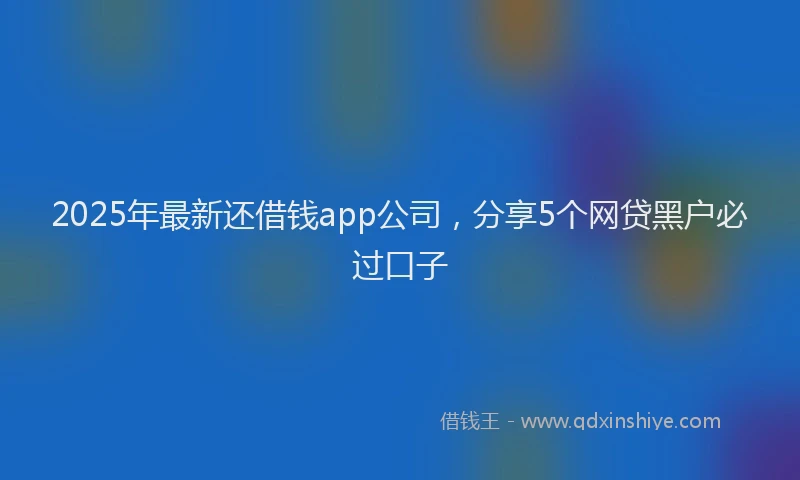 2025年最新还借钱app公司，分享5个网贷黑户必过口子