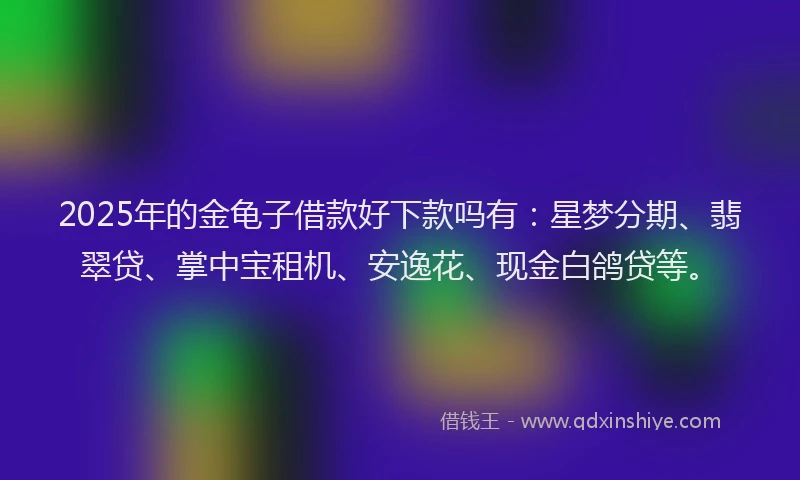 2025年的金龟子借款好下款吗有：星梦分期、翡翠贷、掌中宝租机、安逸花、现金白鸽贷等。