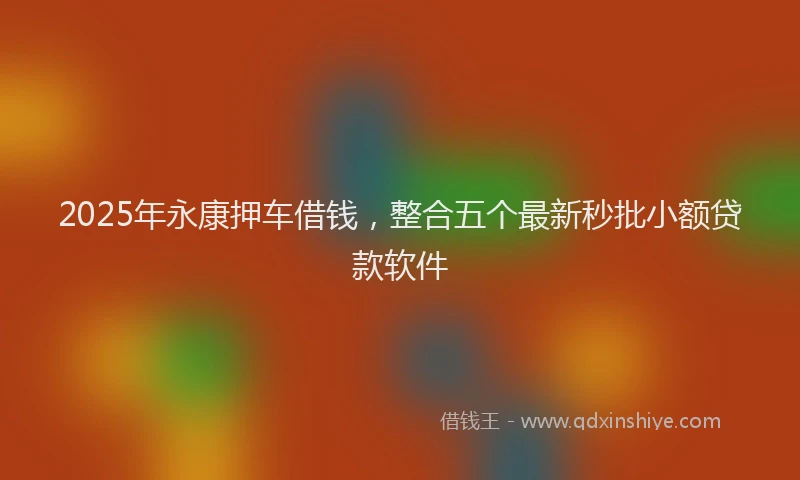 2025年永康押车借钱，整合五个最新秒批小额贷款软件