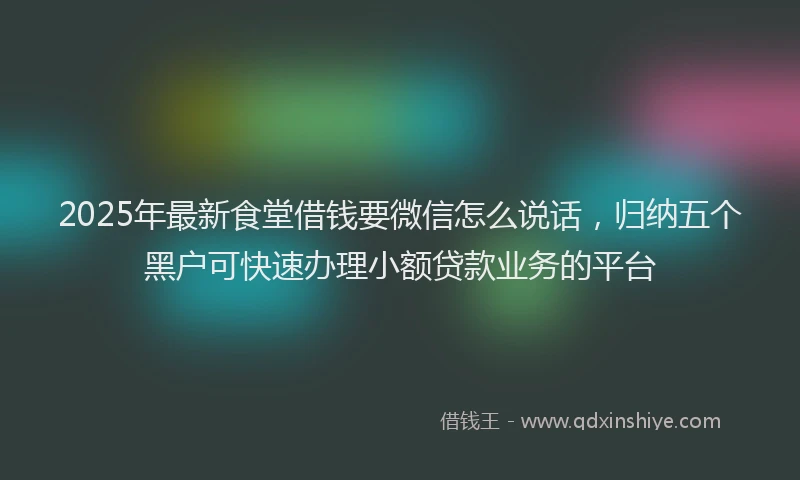 2025年最新食堂借钱要微信怎么说话，归纳五个黑户可快速办理小额贷款业务的平台
