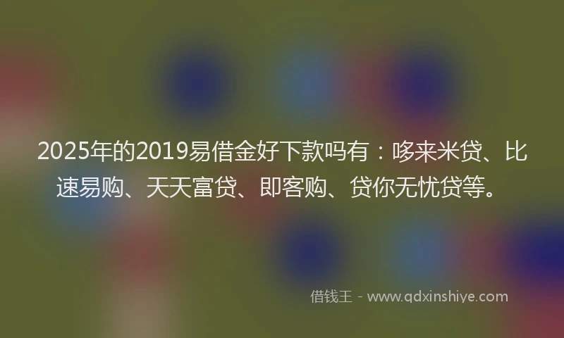 2025年的2019易借金好下款吗有：哆来米贷、比速易购、天天富贷、即客购、贷你无忧贷等。