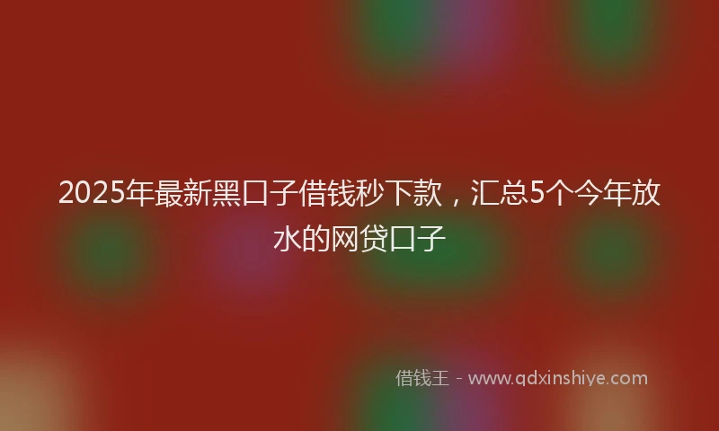 2025年最新黑口子借钱秒下款，汇总5个今年放水的网贷口子