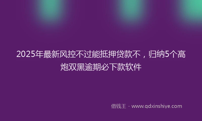 2025年最新风控不过能抵押贷款不，归纳5个高炮双黑逾期必下款软件