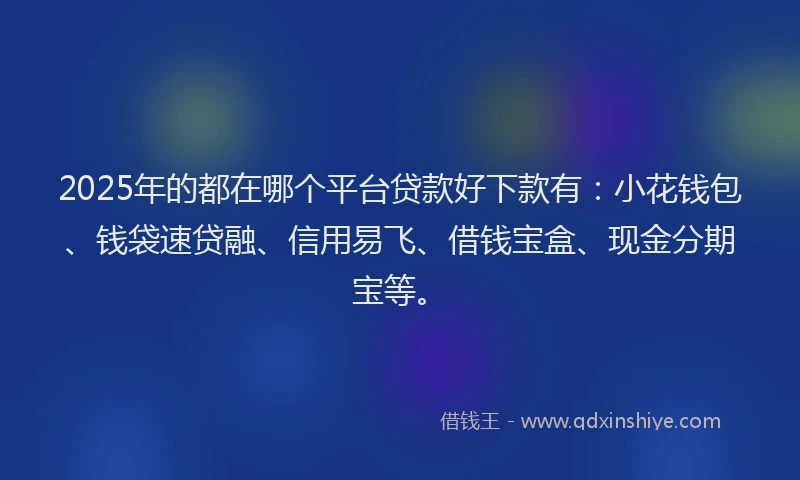 2025年的都在哪个平台贷款好下款有：小花钱包、钱袋速贷融、信用易飞、借钱宝盒、现金分期宝等。