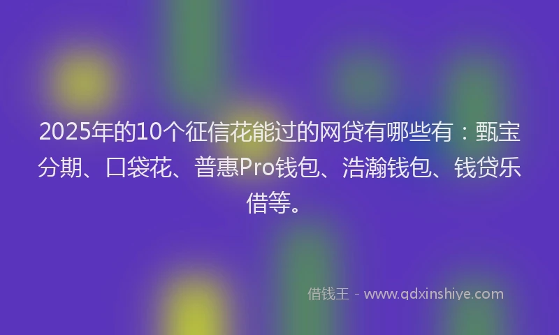 2025年的10个征信花能过的网贷有哪些有：甄宝分期、口袋花、普惠Pro钱包、浩瀚钱包、钱贷乐借等。