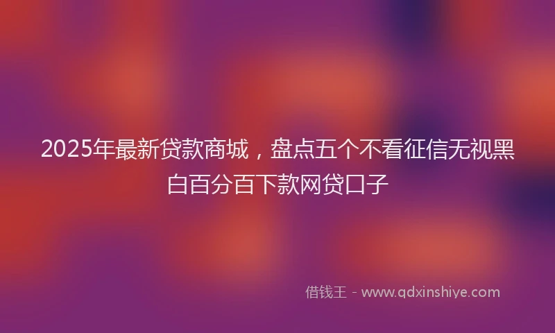2025年最新贷款商城，盘点五个不看征信无视黑白百分百下款网贷口子
