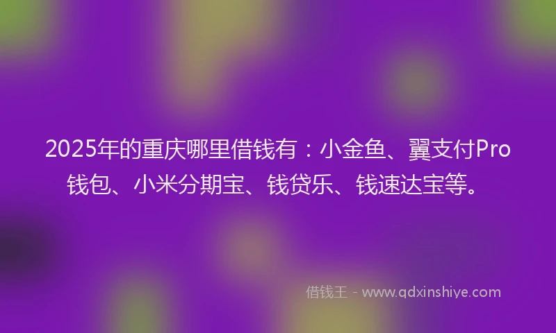 2025年的重庆哪里借钱有：小金鱼、翼支付Pro钱包、小米分期宝、钱贷乐、钱速达宝等。