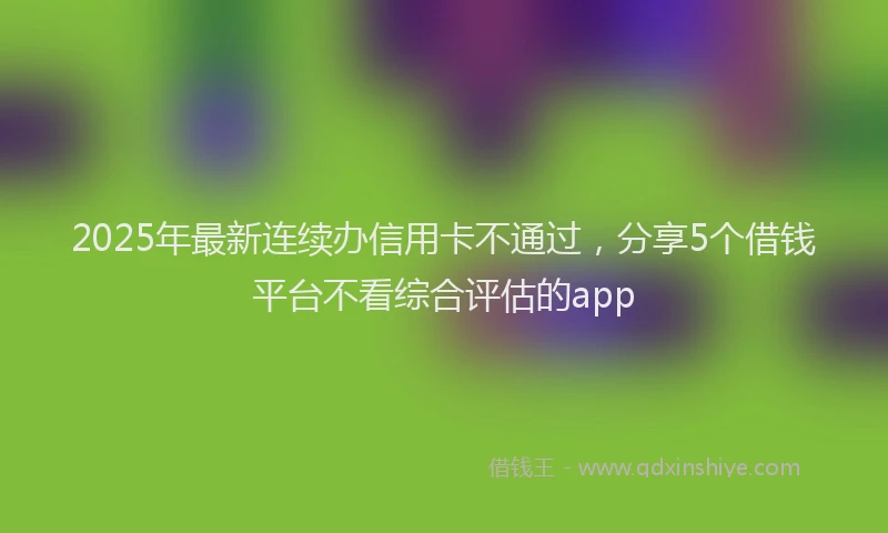 2025年最新连续办信用卡不通过，分享5个借钱平台不看综合评估的app
