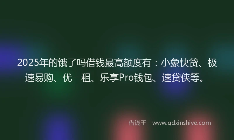 2025年的饿了吗借钱最高额度有：小象快贷、极速易购、优一租、乐享Pro钱包、速贷侠等。